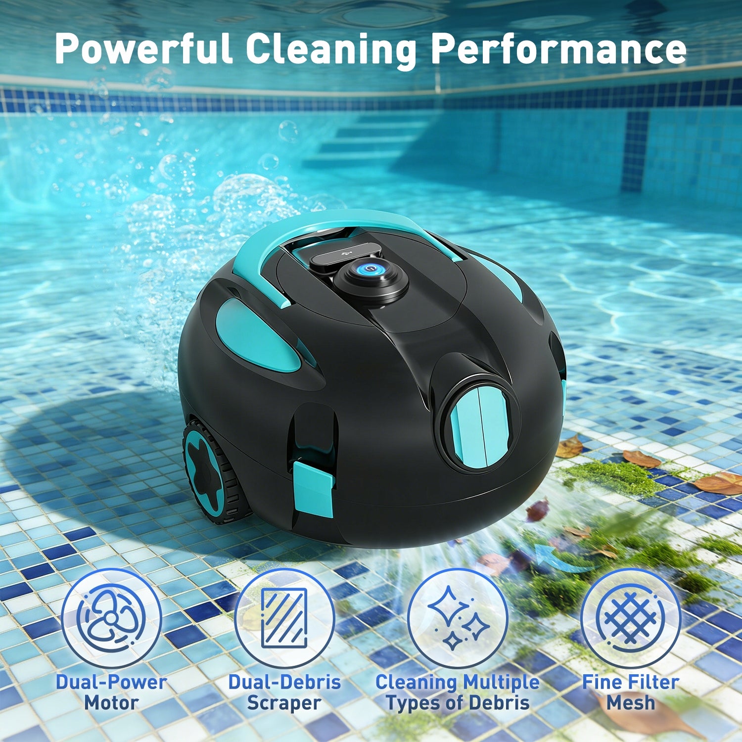 INSE H1 Pool Robot IPX8 125min Run Auto Sensor Light Home Pool Cleaner Packaging status original