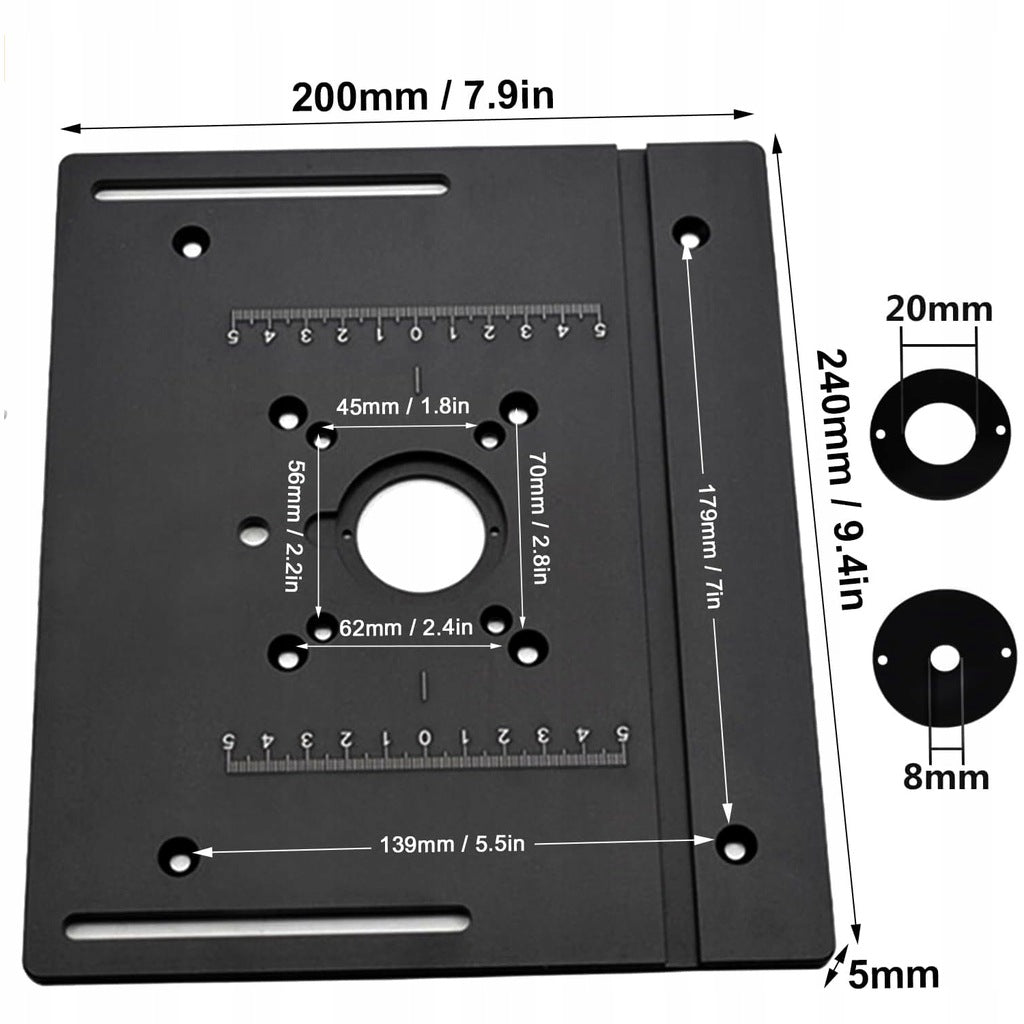 INSERT FOR MILLING TABLE ALUMINUM PLATE TOP TRIMMER INSERT PLATE Power supply mains