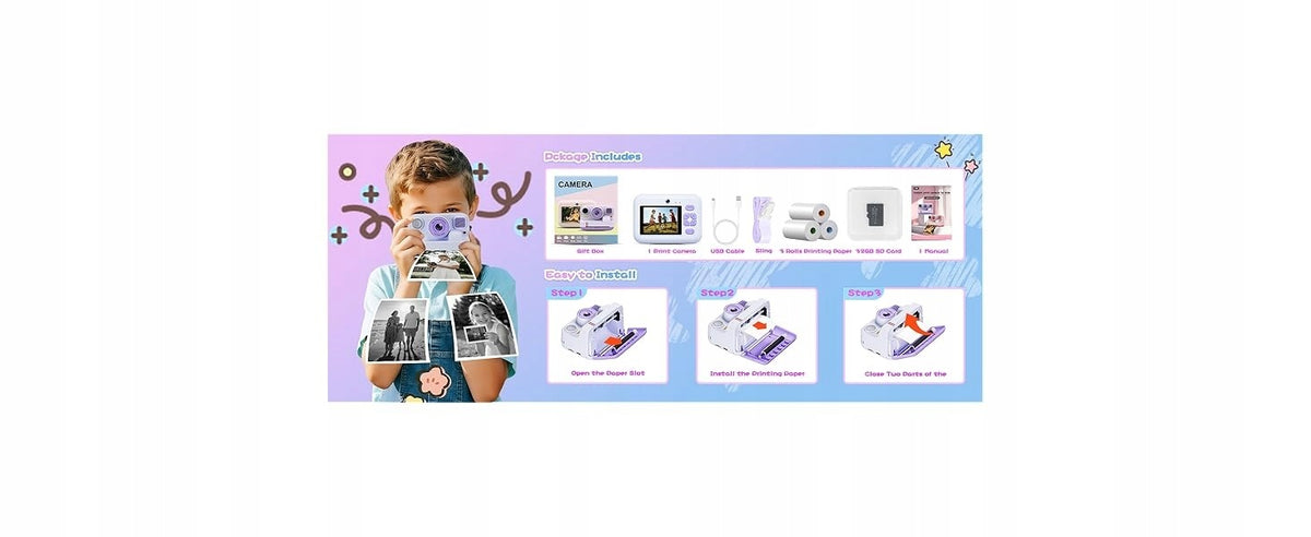 INSTANT CAMERA FOR CHILDREN 3in1 PRINT SELFIE 180° MP3 GAMES + FREEBIES Brand no brand