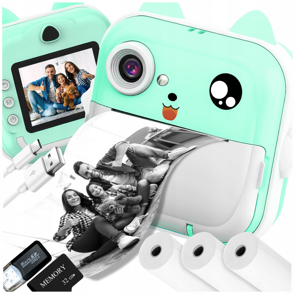 INSTANT CAMERA FOR CHILDREN DIGITAL PHOTO MEMORY CARD 32GB