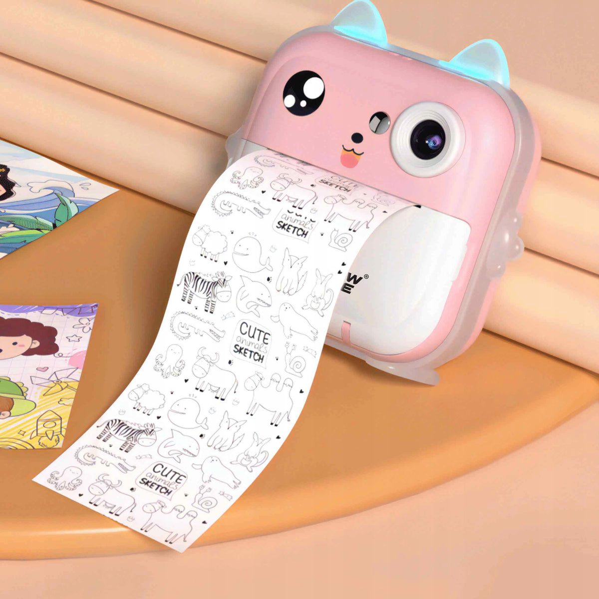 INSTANT CAMERA FOR CHILDREN MINI THERMAL PRINTER KITTY + 6 ROLLS Packaging status original