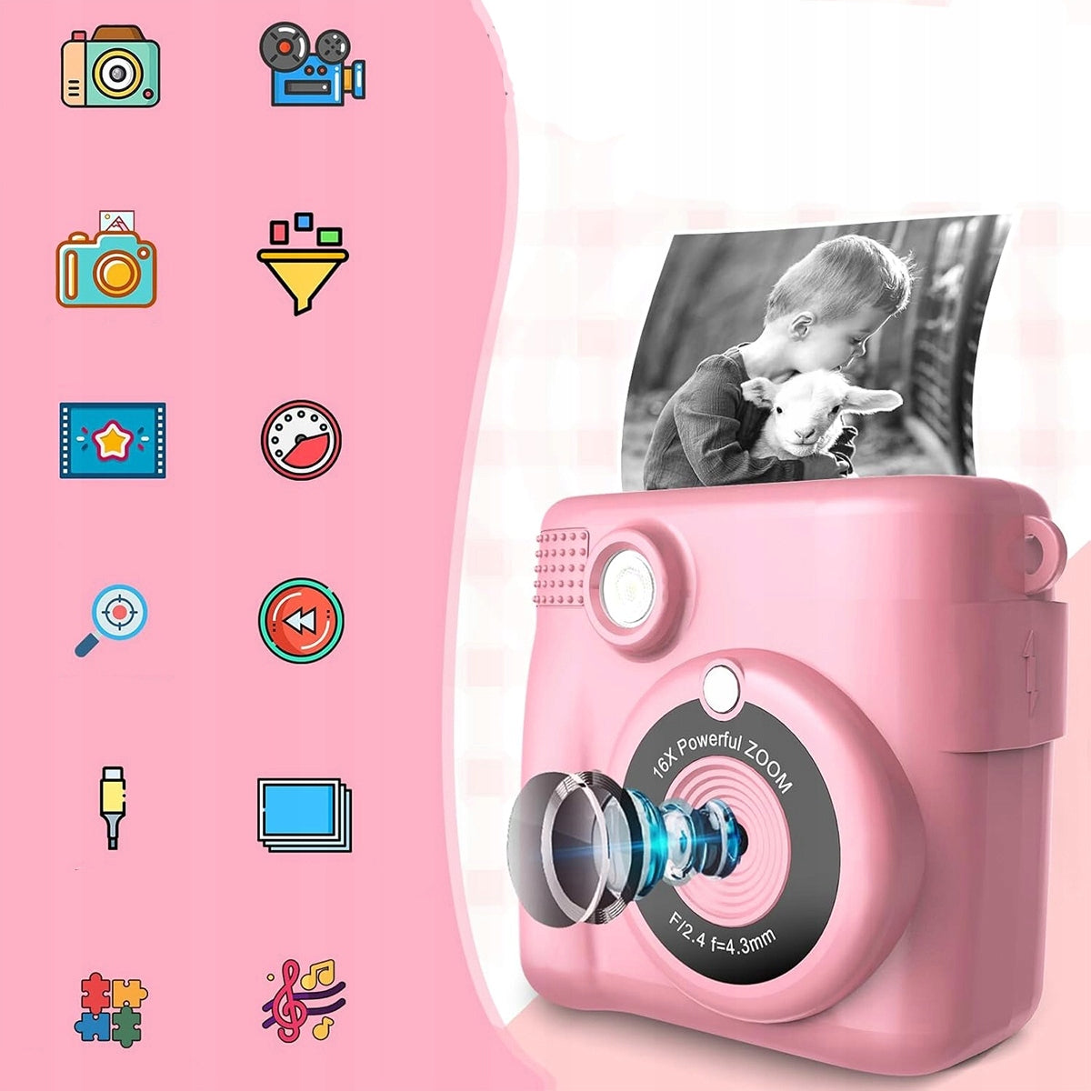INSTANT DIGITAL CAMERA FOR CHILDREN WITH PRINTER + 32GB CARD + 3 ROLLS Brand no brand