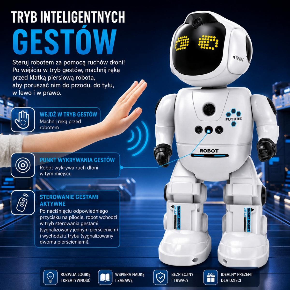 INTELLIGENT ROBOT RC REMOTE CONTROLLED GESTURE REMOTE CONTROL PROGRAMMING AI Packaging status original
