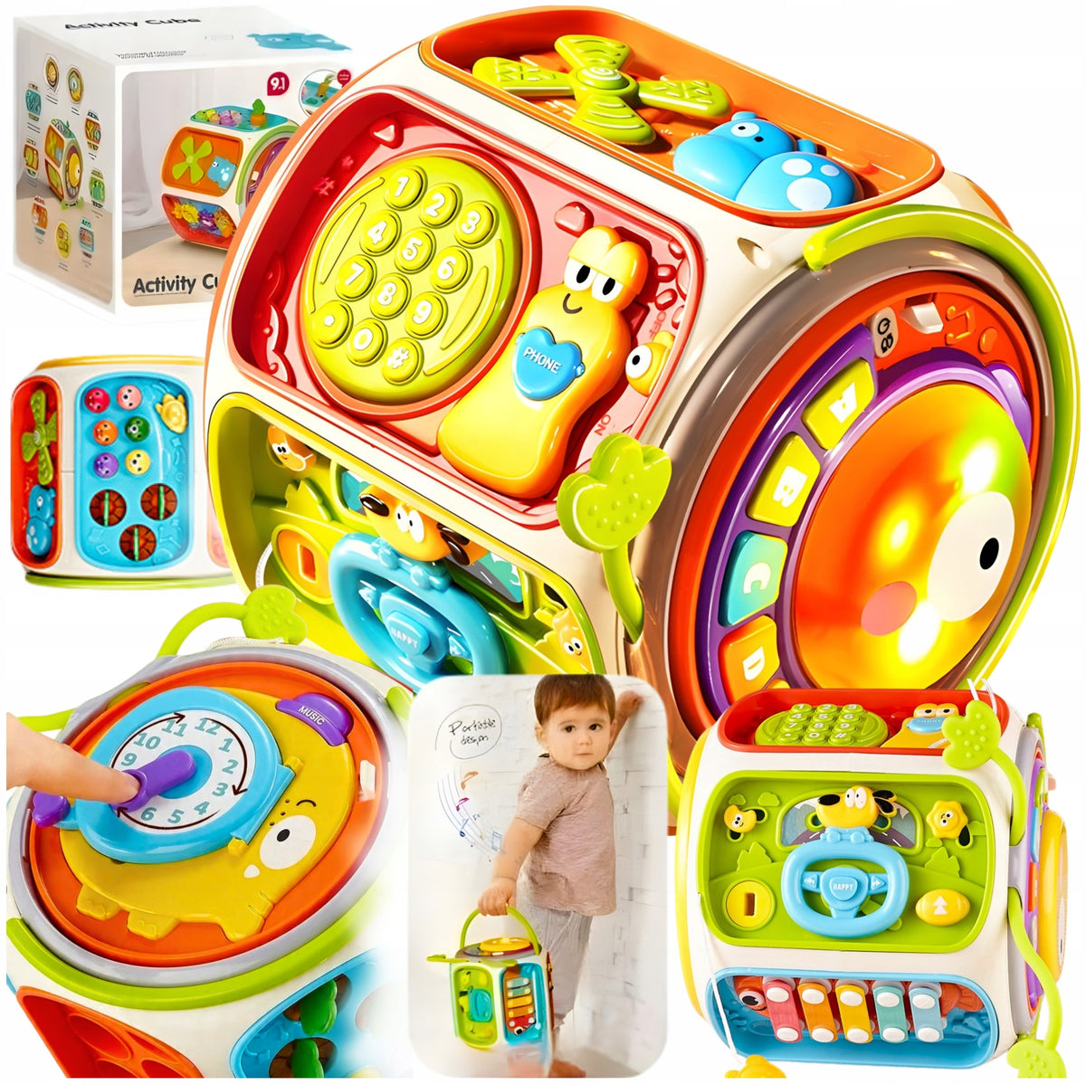 INTERACTIVE 9IN1 EDUCATIONAL CUBE FOR CHILDREN LIGHT SOUND TOY TODDLER