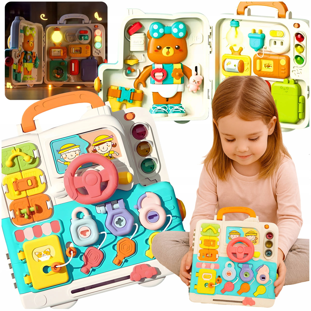 INTERACTIVE BOARD EDUCATIONAL BEAR MANIPULATIVE SENSORY FOLDING