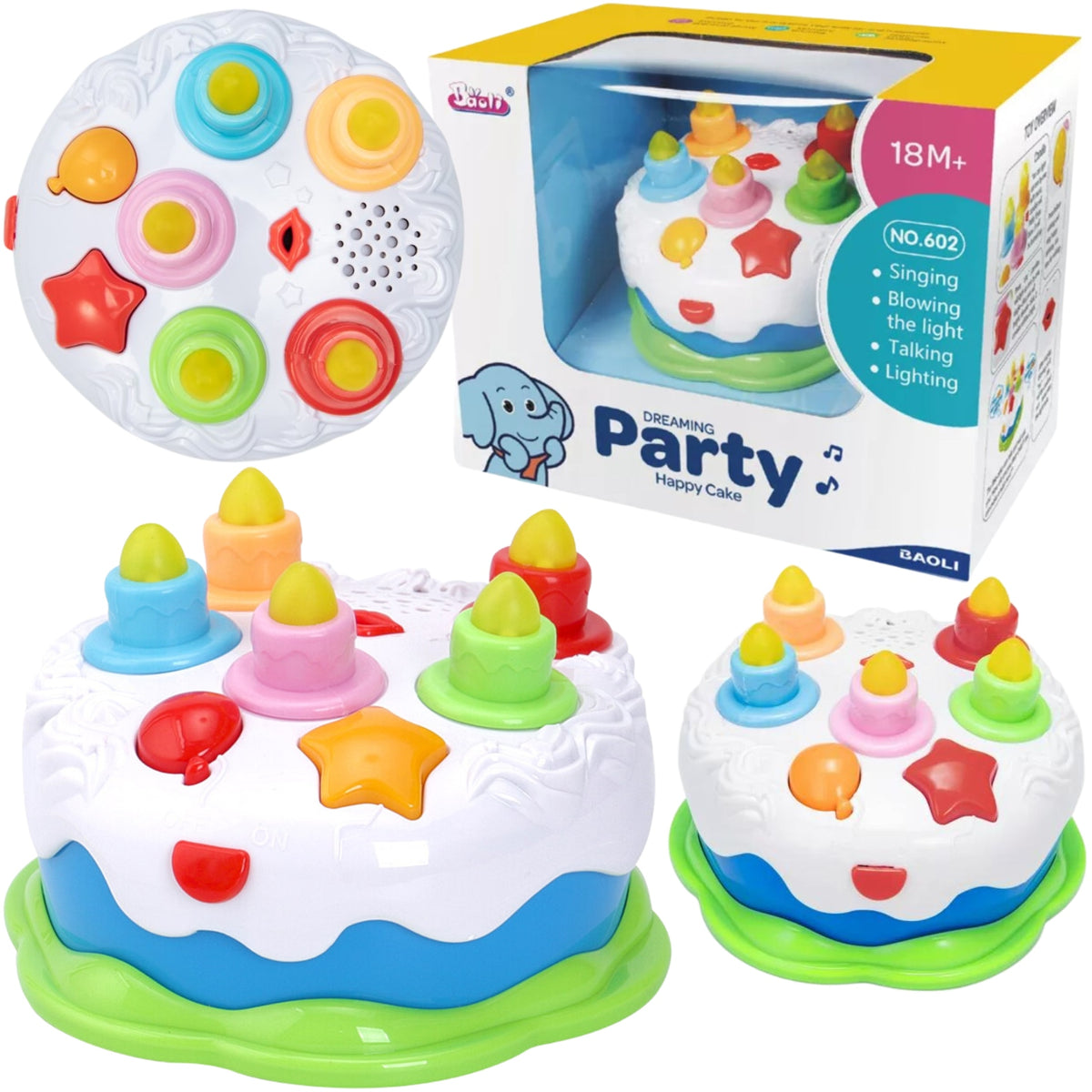 INTERACTIVE CAKE FOR CHILDREN GLOWING CANDLES SOUNDS FOR GIFT 1 2 3 YEARS Kind other