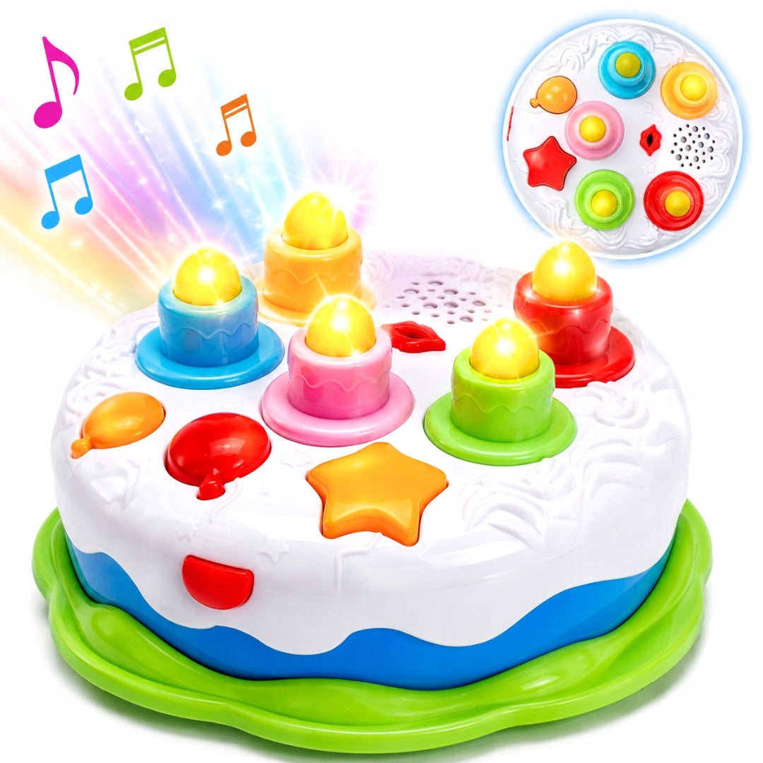 INTERACTIVE CAKE FOR CHILDREN GLOWING CANDLES SOUNDS FOR GIFT 1 2 3 YEARS