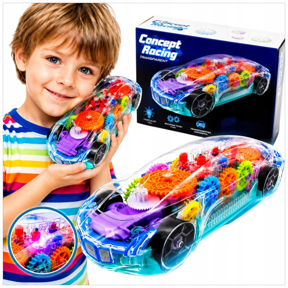 INTERACTIVE CAR LED AUTO FOR KIDS TOY RIDES GLOWING GAME SOUND
