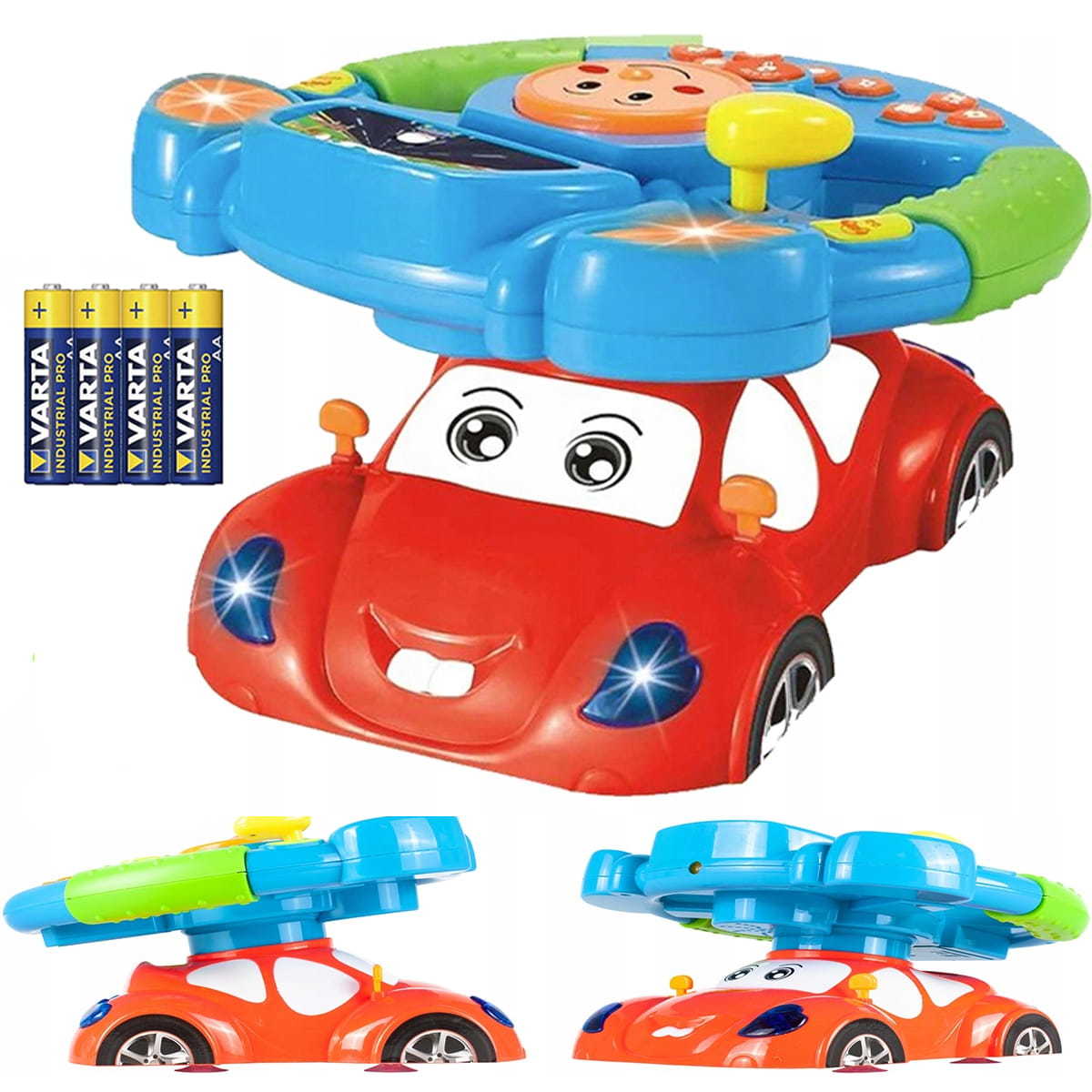 INTERACTIVE CAR MUSIC STEERING WHEEL LED Auto TOY +3X BATTERY Packaging status original