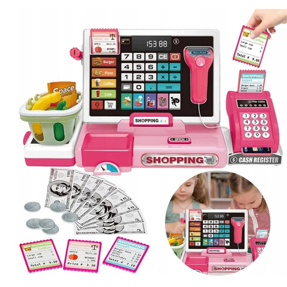 INTERACTIVE CASH REGISTER SHOP FOR CHILDREN TERMINAL POS PINK