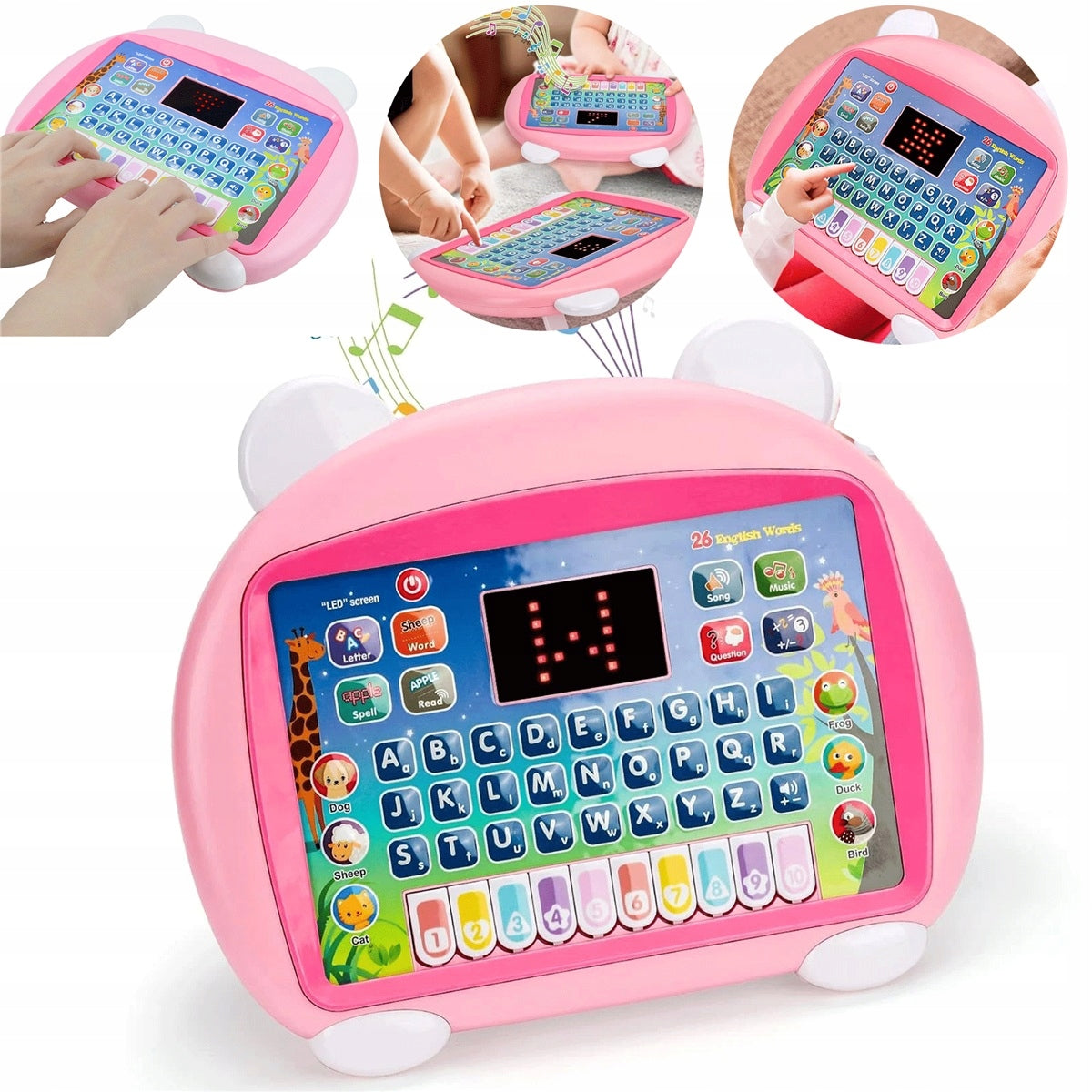 INTERACTIVE CHILDREN'S TABLET 8 MODES LEARNING LETTERS AND NUMBERS PINK
