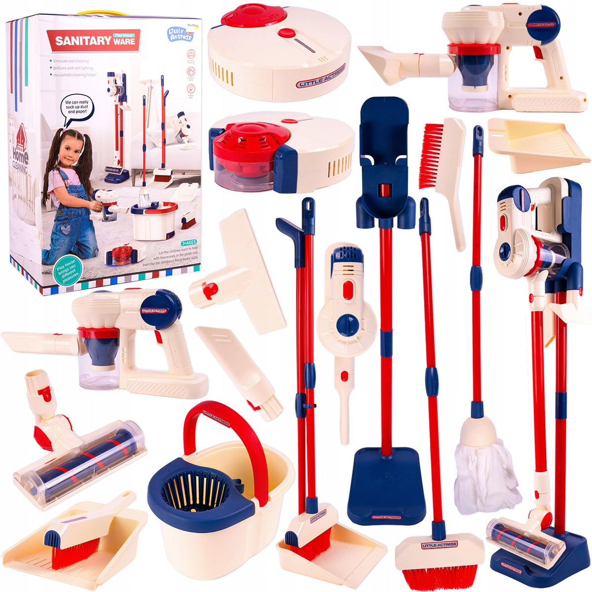 INTERACTIVE CLEANING KIT XXL MOP BATTERY-OPERATED VACUUM CLEANER FOR CHILDREN