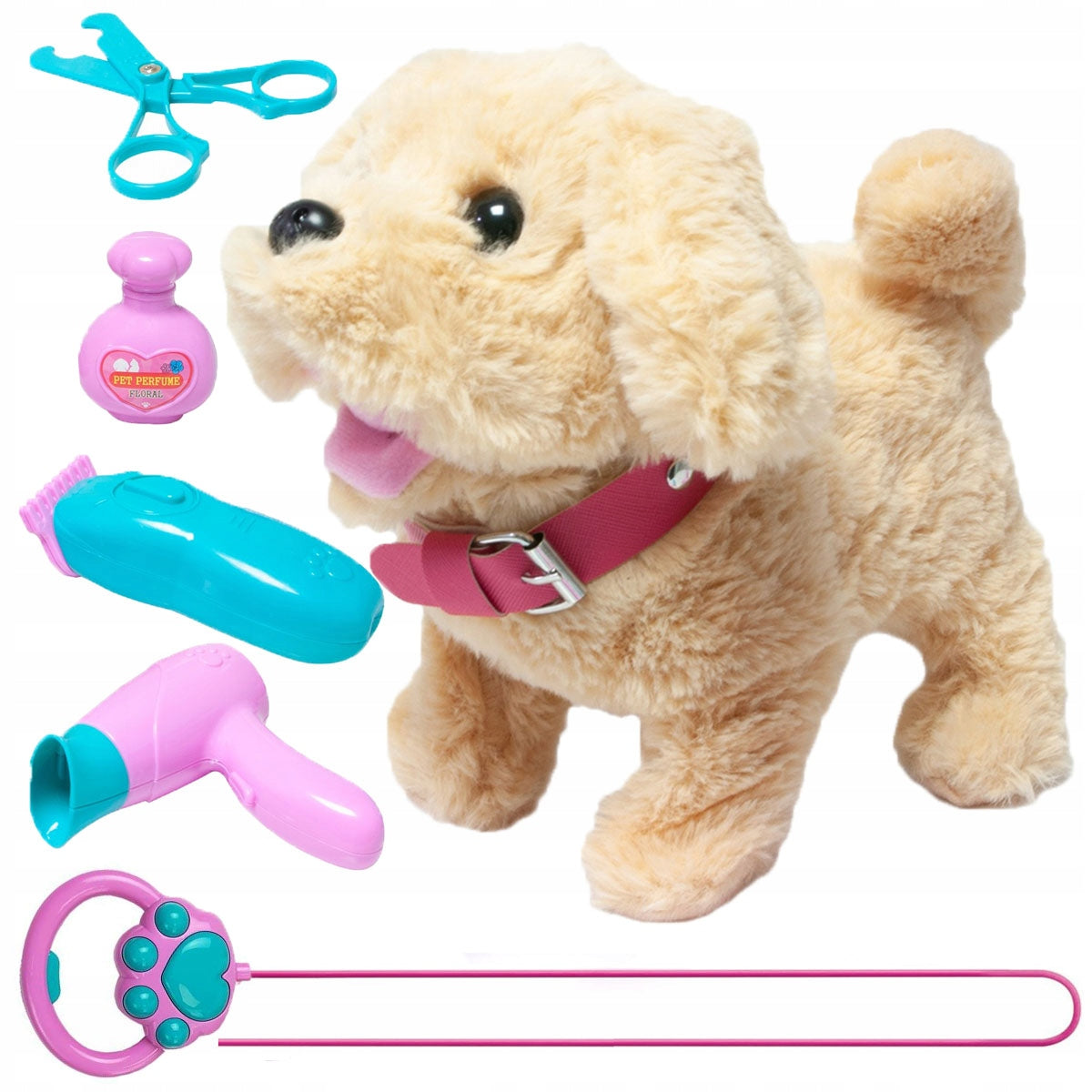 INTERACTIVE DOG ON A LEASH WALKS BARK REPEATS THE WORDS DOG BEAUTY SALON Packaging status original