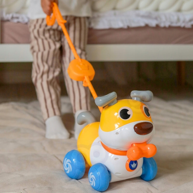 INTERACTIVE DOG ON WHEELS PULLING PUSHING FOR A WALK BARKS LEASH Brand Woopie
