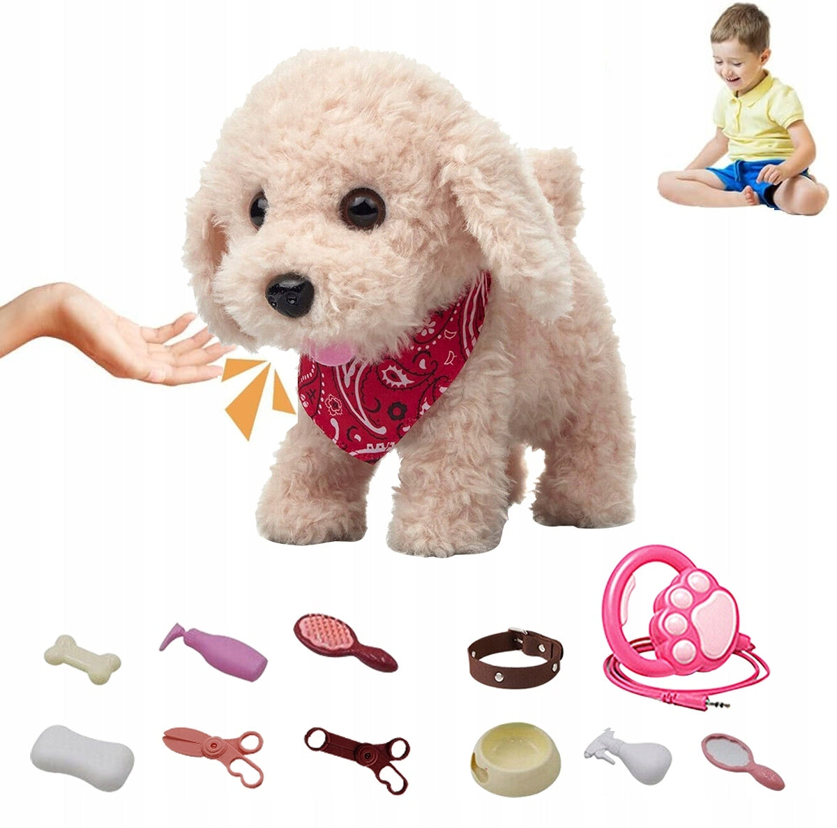 INTERACTIVE DOG WALKS BARK RESPONDS TO TOUCH LEASH FOR CHILDREN