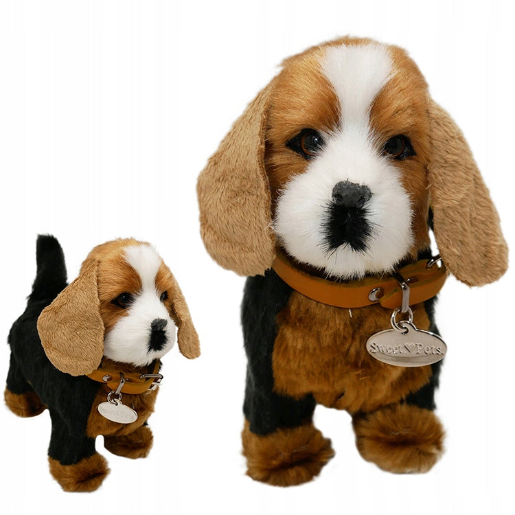 INTERACTIVE DOG responds to touch WALKS BARK plush toy BEAGLE