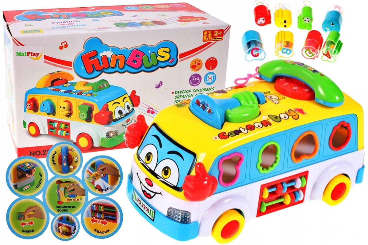INTERACTIVE EDUCATIONAL BUS SORTER PHONE BLOCKS RIDE GAME FOR CHILDREN Brand click4TOYS