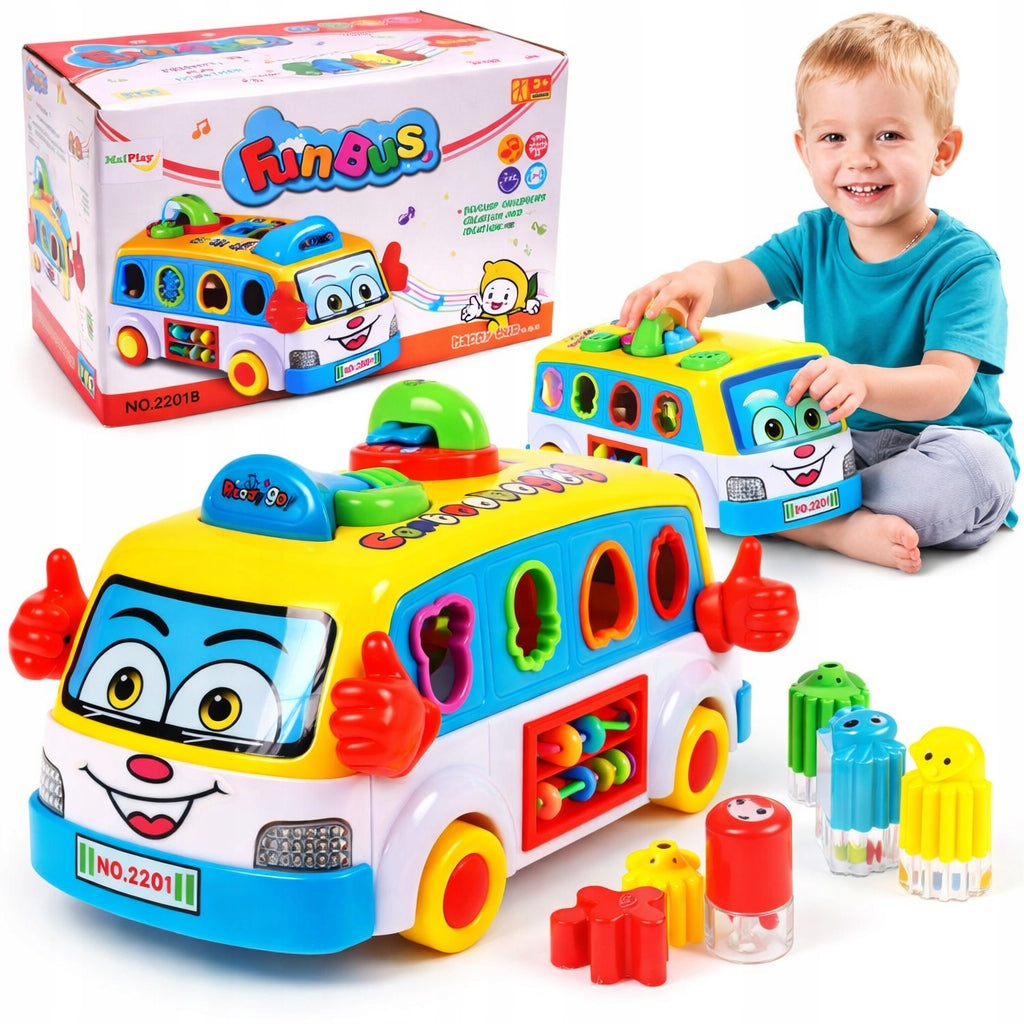 INTERACTIVE EDUCATIONAL BUS SORTER PHONE BLOCKS RIDE GAME FOR CHILDREN