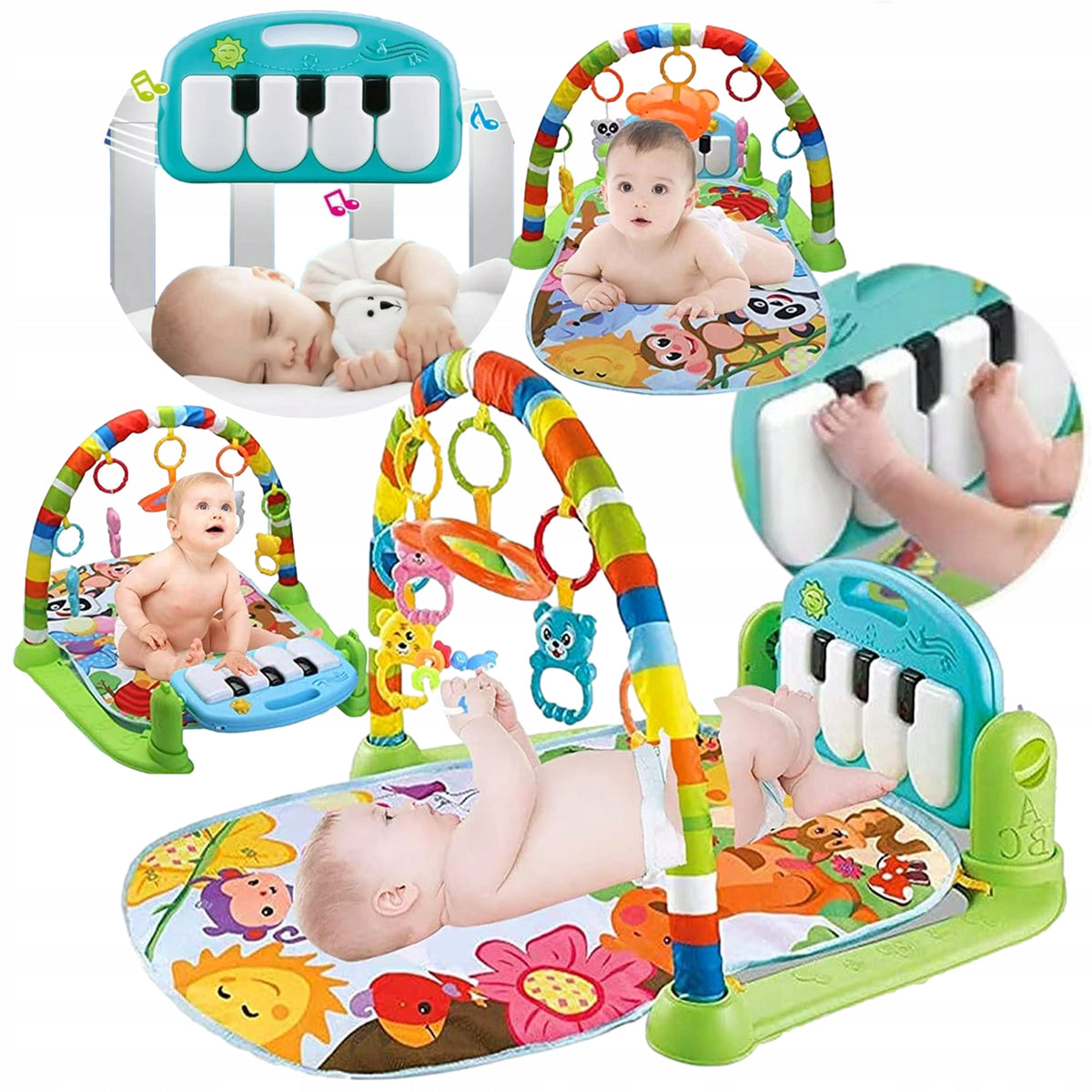 INTERACTIVE EDUCATIONAL MAT FOR BABIES SENSORY PENDANTS Square Toys