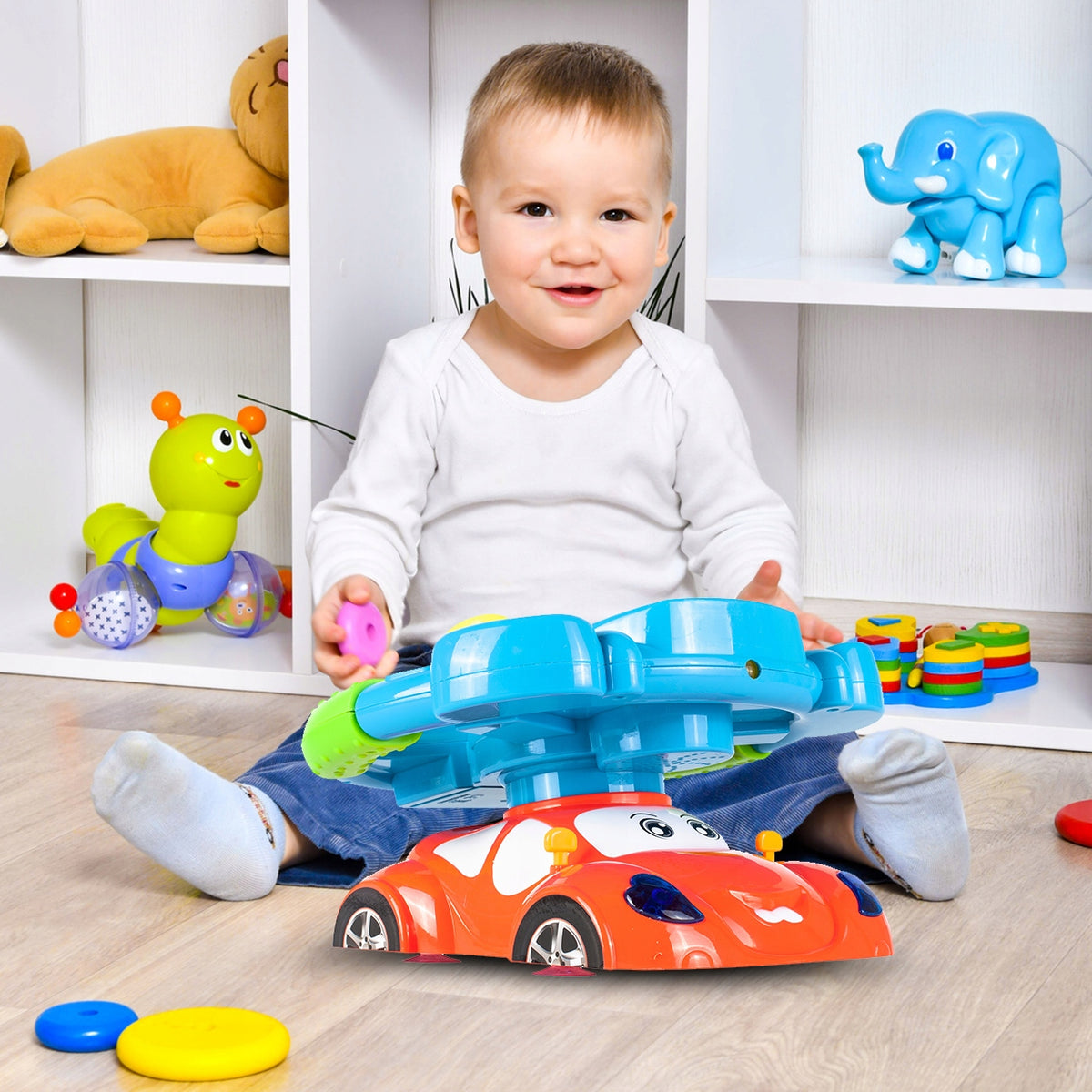 INTERACTIVE EDUCATIONAL STEERING WHEEL FOR CHILDREN CAR AUTO LIGHT SOUND Brand MalPlay