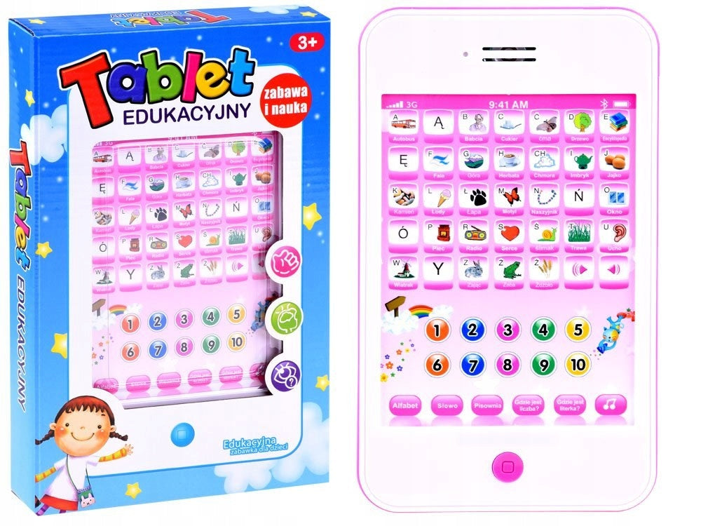 INTERACTIVE EDUCATIONAL TABLET FOR CHILDREN Polish PINK LARGE EDUCATIONAL