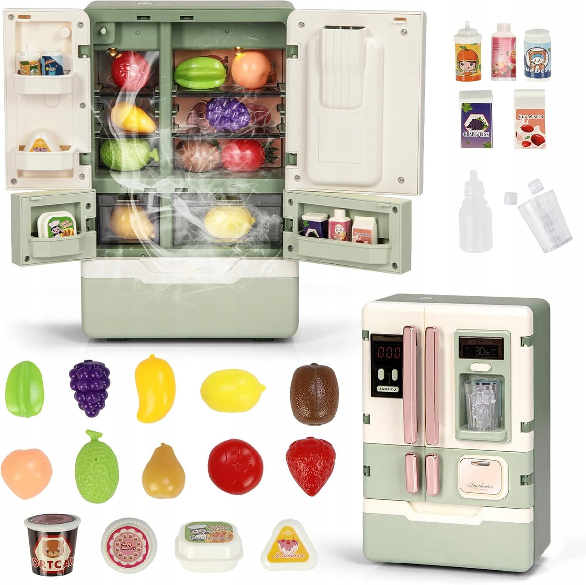 INTERACTIVE FRIDGE FOR CHILDREN MULTIFUNCTIONAL WITH ICE MAKER ACCESSORIES GLOWS Brand BOUNN