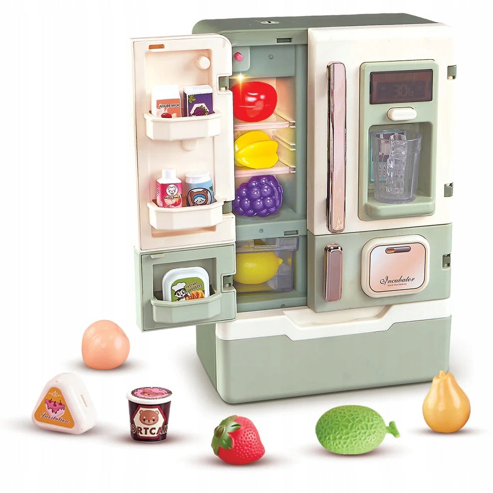 INTERACTIVE FRIDGE FOR CHILDREN MULTIFUNCTIONAL WITH ICE MAKER ACCESSORIES GLOWS Packaging status original