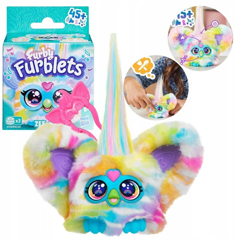 INTERACTIVE FURBY FURBLETS PLUSH TOY ZEE-BAH ZEBRA INTERACTIVE TOY 6+