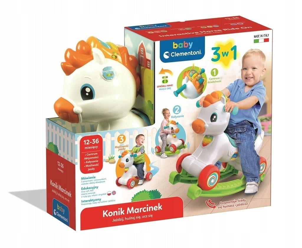 INTERACTIVE HORSE MARCINEK RIDER PUSHER HORSE ON POLES CLEM 50928