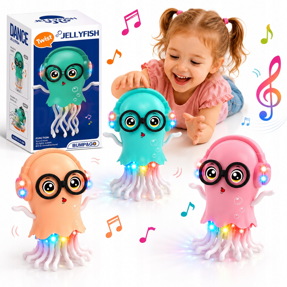 INTERACTIVE JELLYFISH DANCING TOY FOR KIDS GLOWING WITH MUSIC LIGHTS Packaging status original