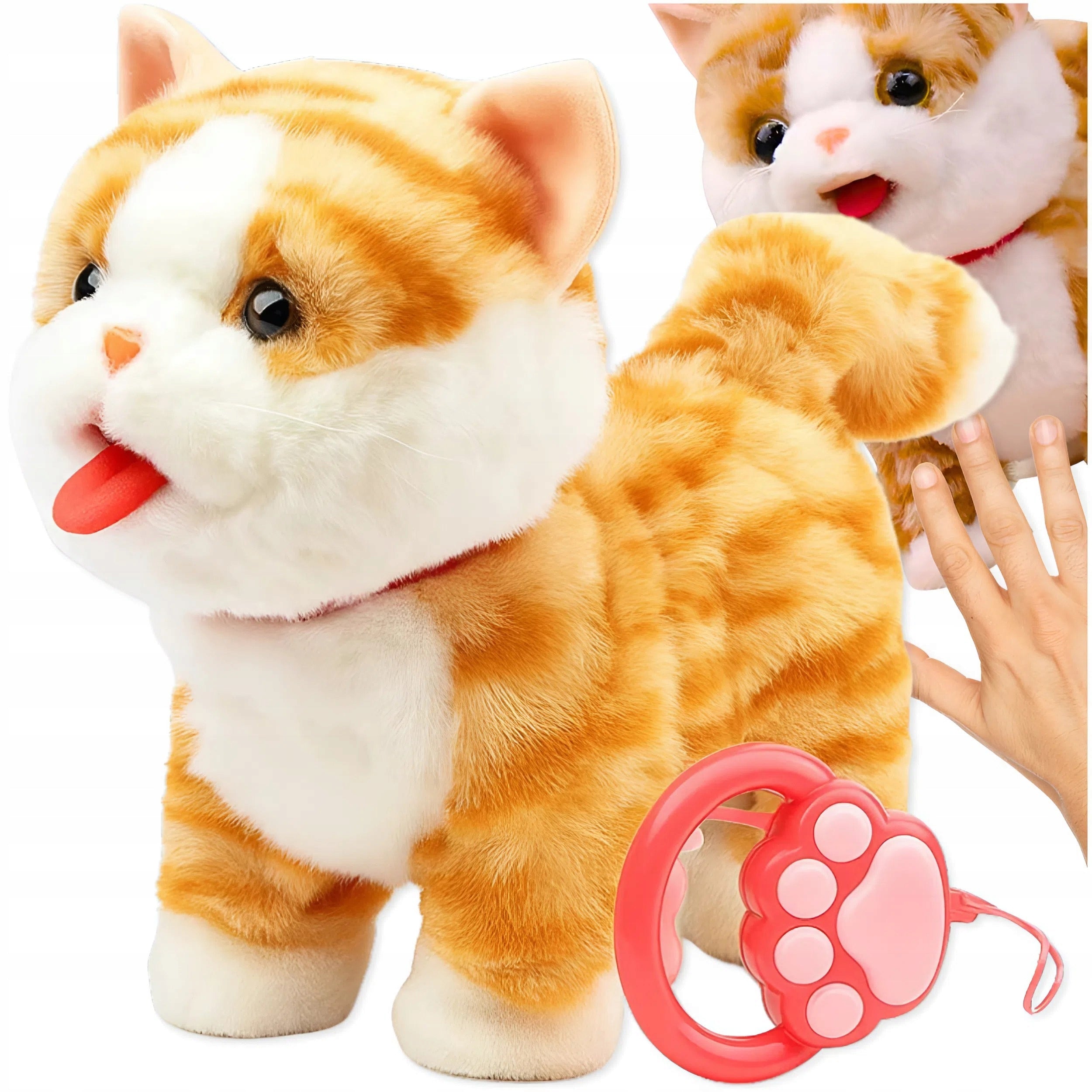 INTERACTIVE KITTEN PLUSH ON LEASH PLUSH TOY FOR CHILDREN MEOWS WALKS