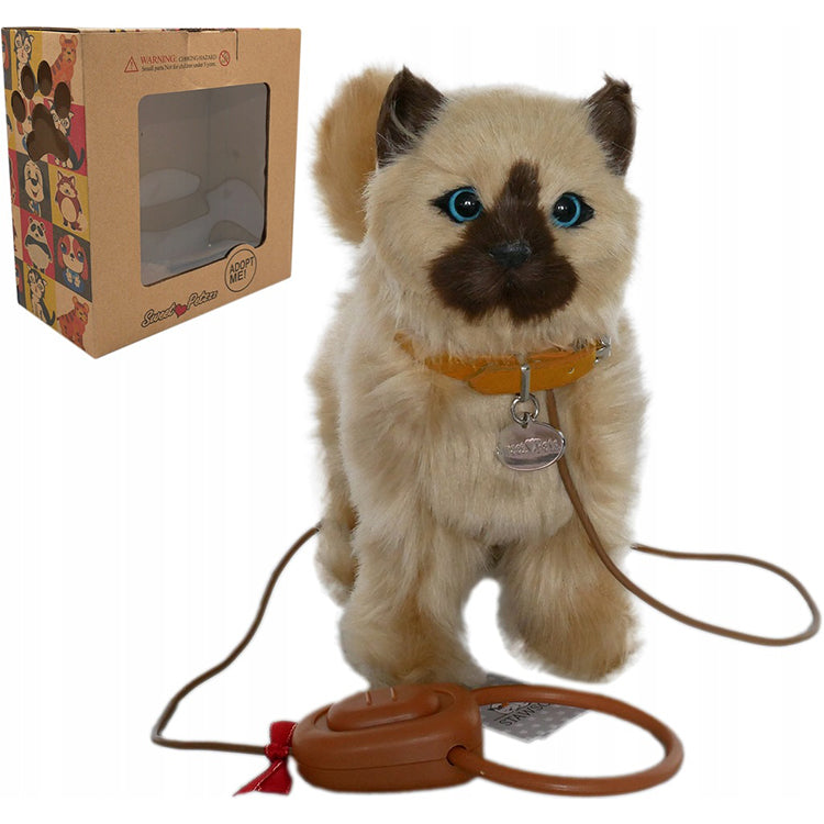 INTERACTIVE KITTEN plush toy ON LEASH CAT WALKS MEOW GIFT