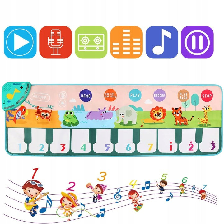 INTERACTIVE MAT PLAYING PIANO 110CM EDUCATIONAL MOVEMENT MUSIC FUN Brand Loreho