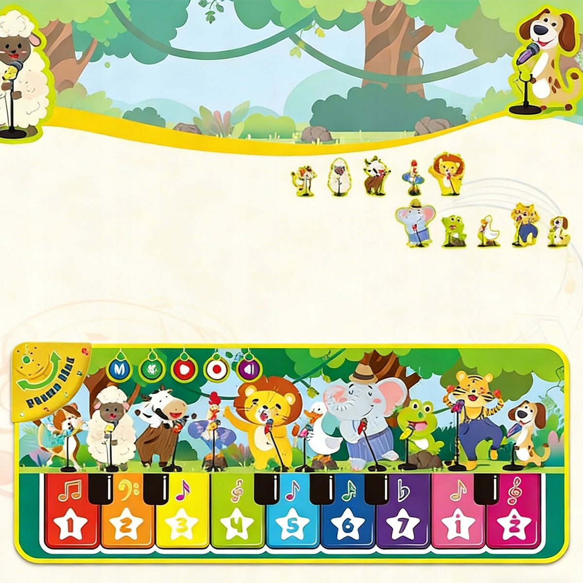 INTERACTIVE MUSIC MAT 110X43CM WITH VOLUME CONTROL AND ANIMALS Kid's age 3＋ years