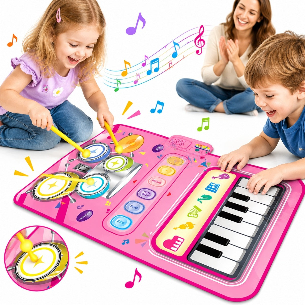 INTERACTIVE MUSIC MAT PIANO AND DRUMS 2in1