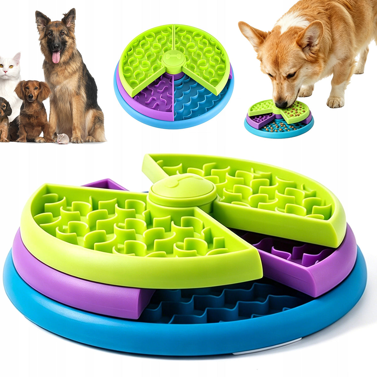 INTERACTIVE PET BOWL WITH 3 LAYERS TO SLOW DOWN FOOD