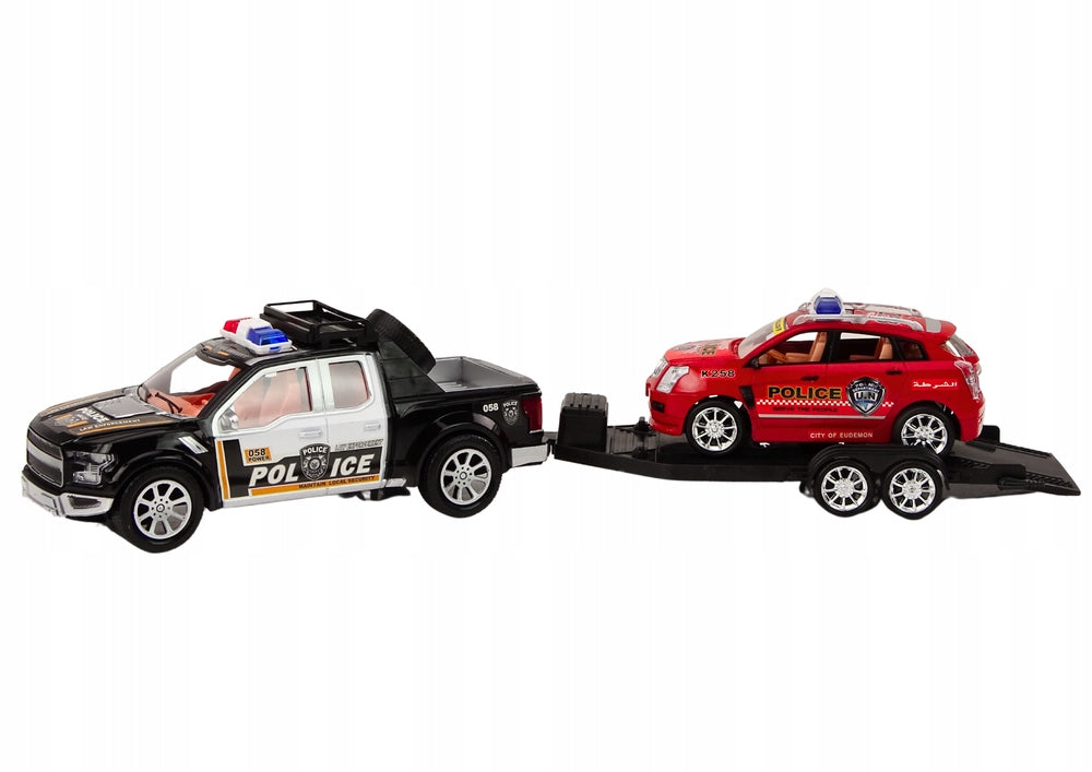 INTERACTIVE SET OF VEHICLES POLICE PICK UP OFF-ROAD CAR TOW TRUCK