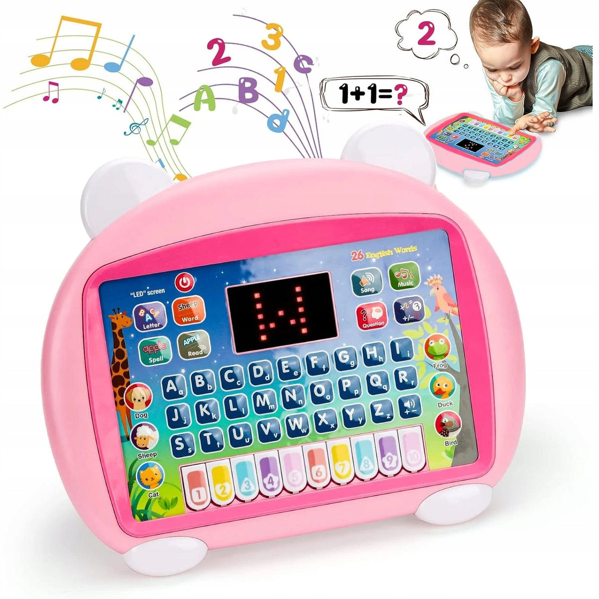 INTERACTIVE TABLET 8 FORMS OF FUN LEARNING ALPHABET NUMBERS GIFT PINK