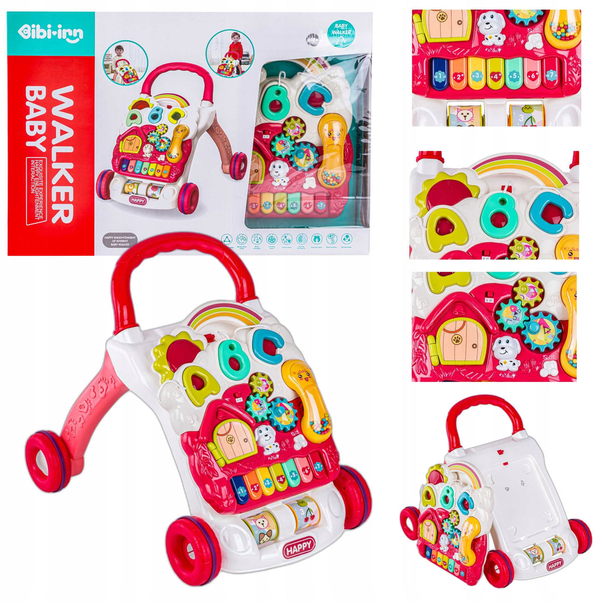 INTERACTIVE WALKER PUSHER Educational Ride-On for Kids Musical Piano