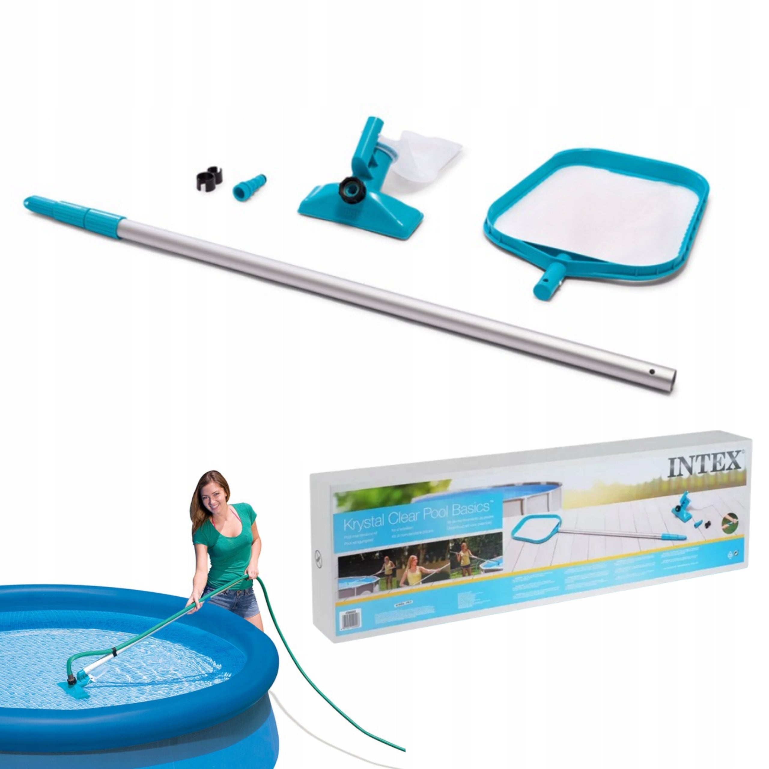 INTEX 28002 CLEANING KIT FOR BOTTOM OF POOL VACUUM CLEANER MESH STICK SET