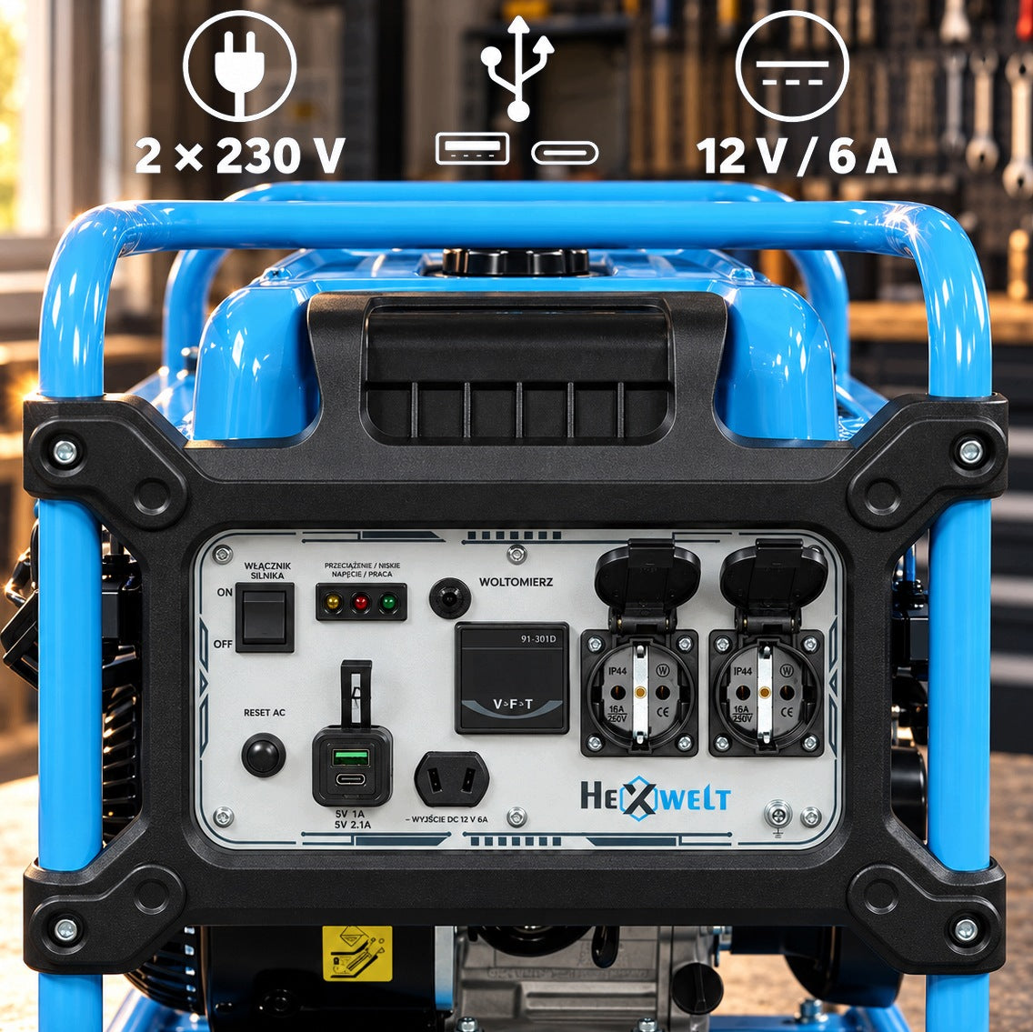 INVERTER GENERATOR SET 3200W 230V 7KM 10L 210cc Gasoline HEXWELT Manufacturer code HW-API-3500i