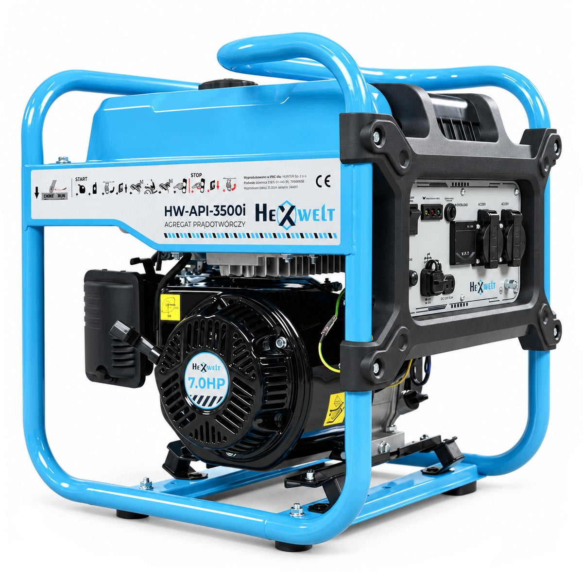 INVERTER GENERATOR SET 3200W 230V 7KM 10L 210cc Gasoline HEXWELT