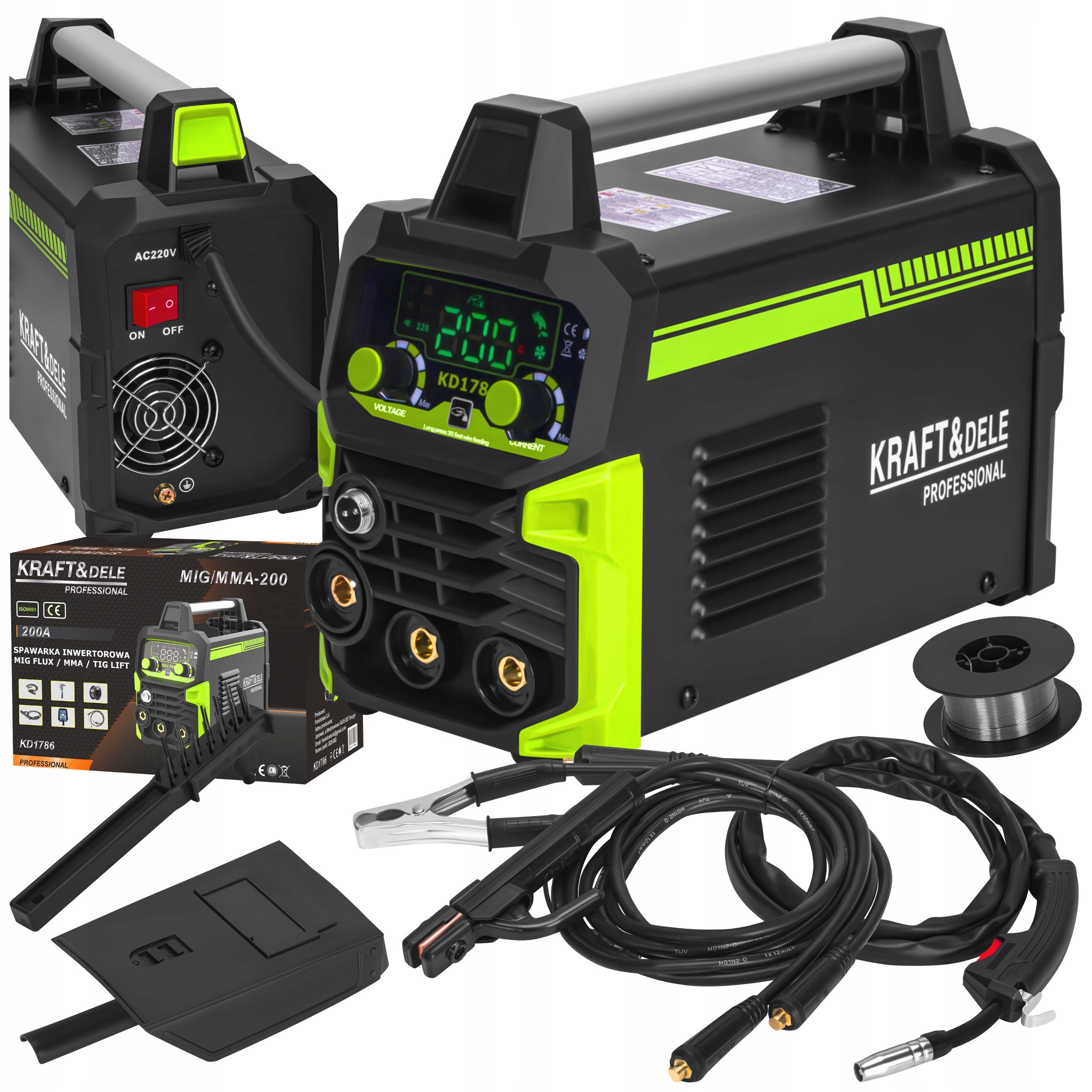 INVERTER WELDING MACHINE IGBT MIG FLUX MMA TIG LIFT 200A KRAFTDELE KD1786