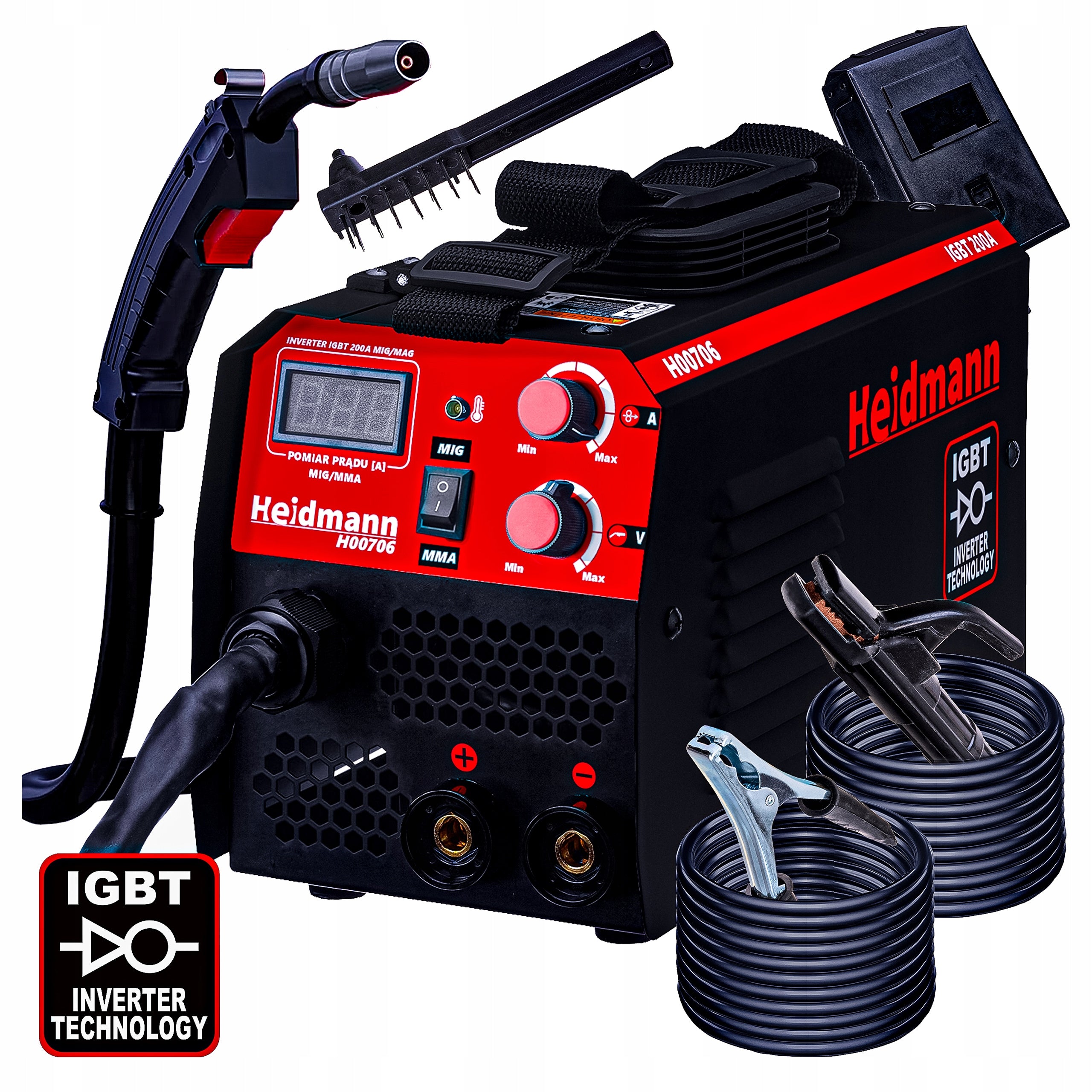 INVERTER WELDING MACHINE MIGOMAT MIG/MAG MMA FLUX 200A LCD HOTSTART