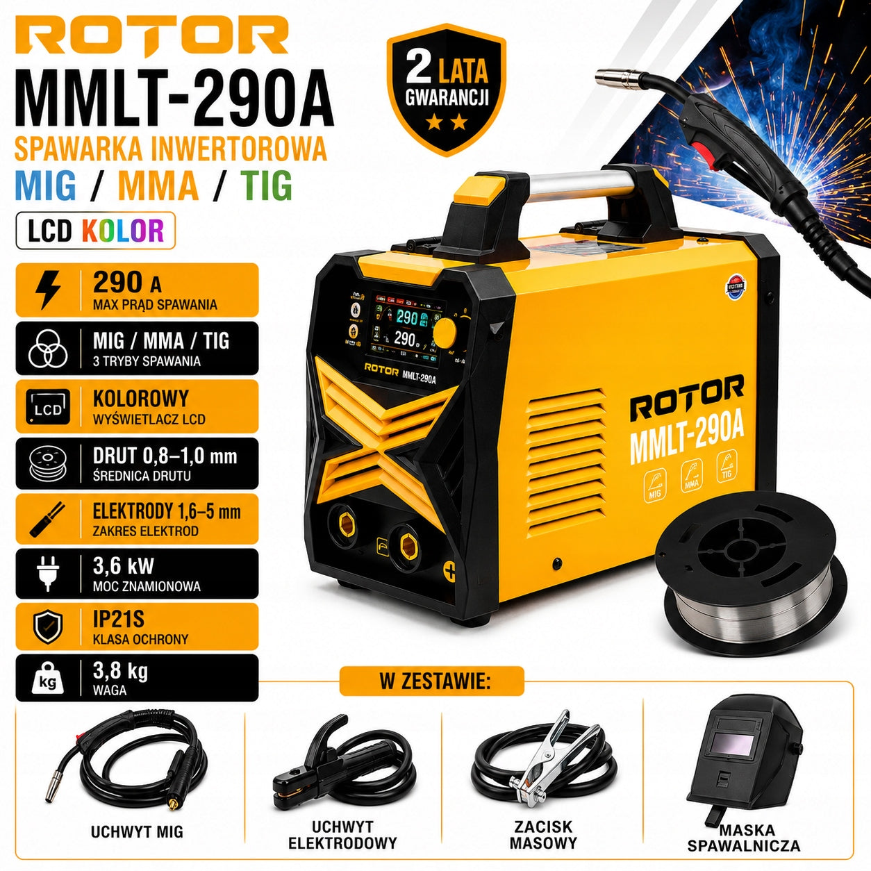 INVERTER WELDING MACHINE MMLT-290A MIG MMA TIG 3IN1 LCD 290A