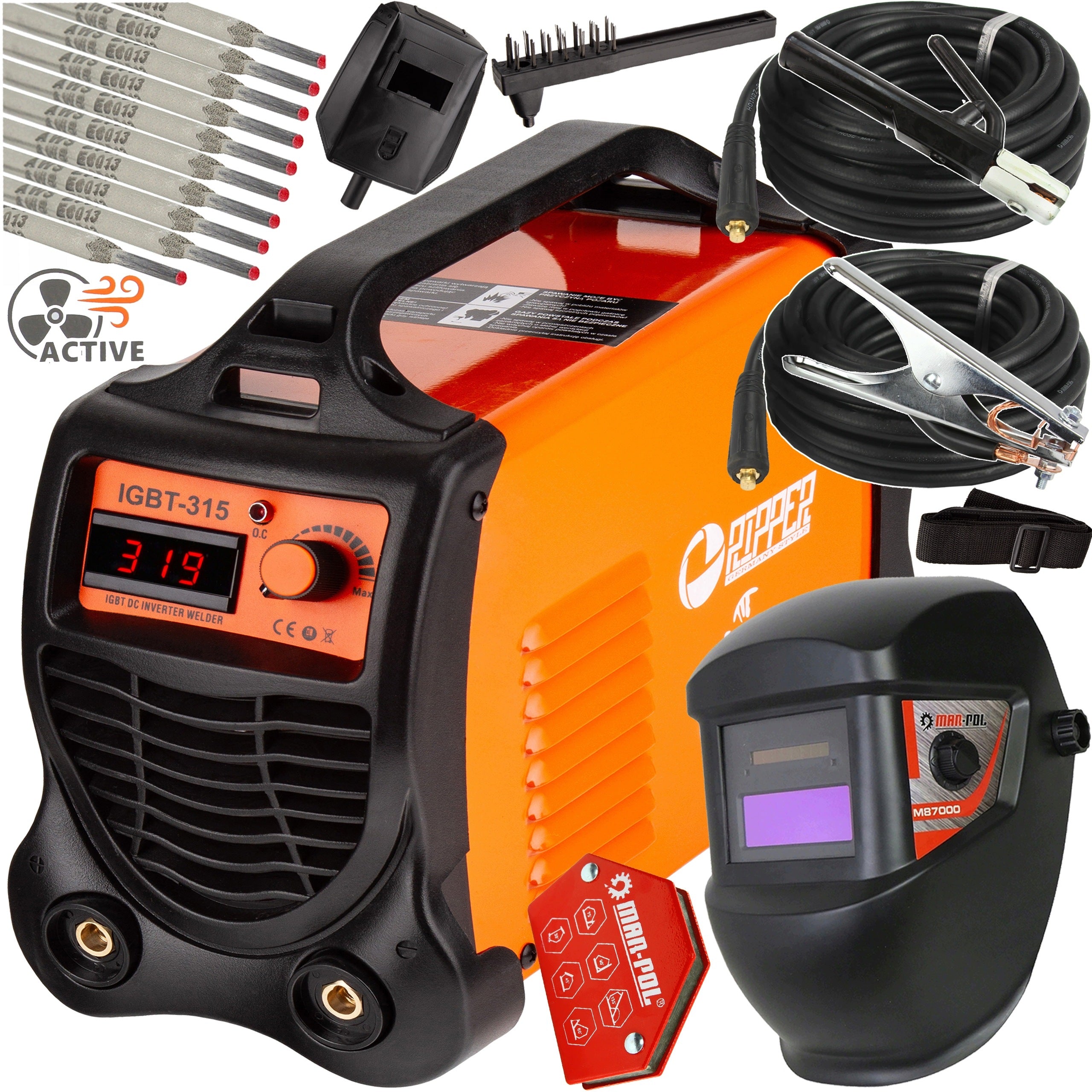 INVERTER WELDING MACHINE STRONG 315 LCD MMA IGBT VISOR ANGLE 10 ELECTRODES