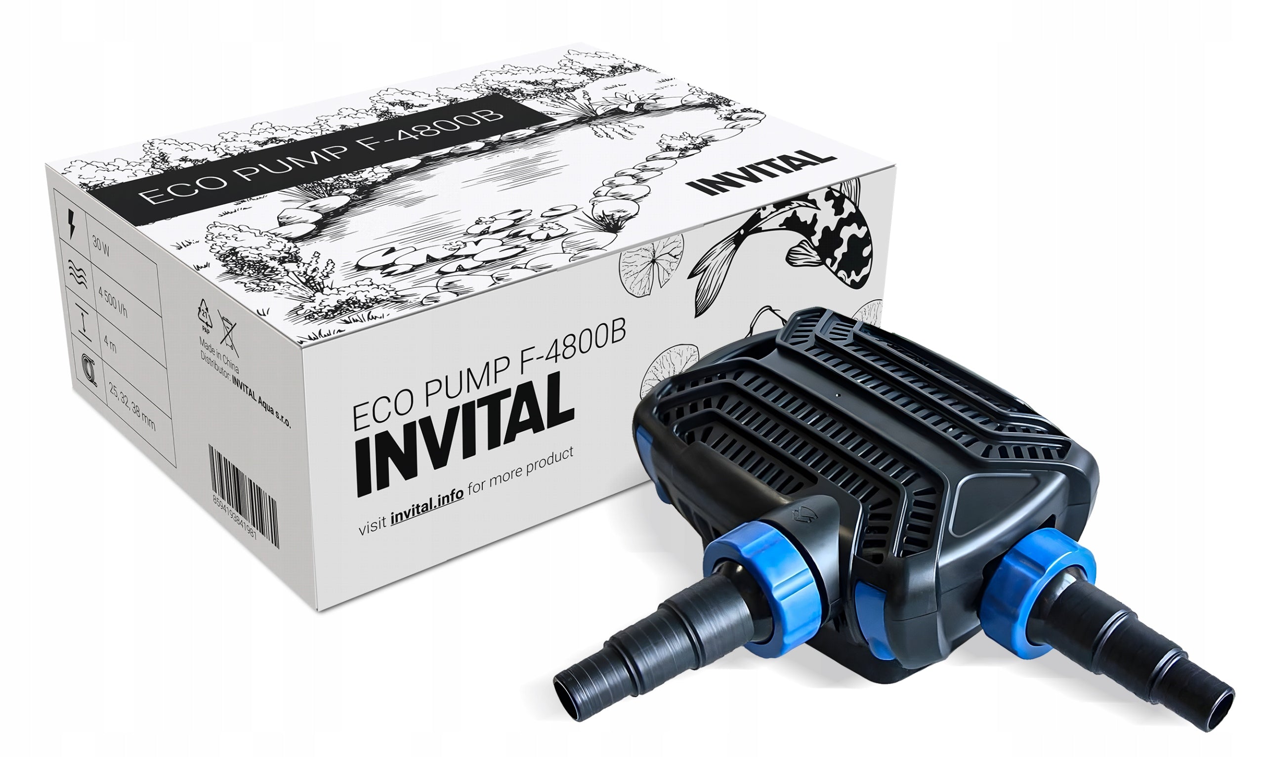 INVITAL ECO pump F-4800 4500 l/h 4m, ceramic rotor, high water column