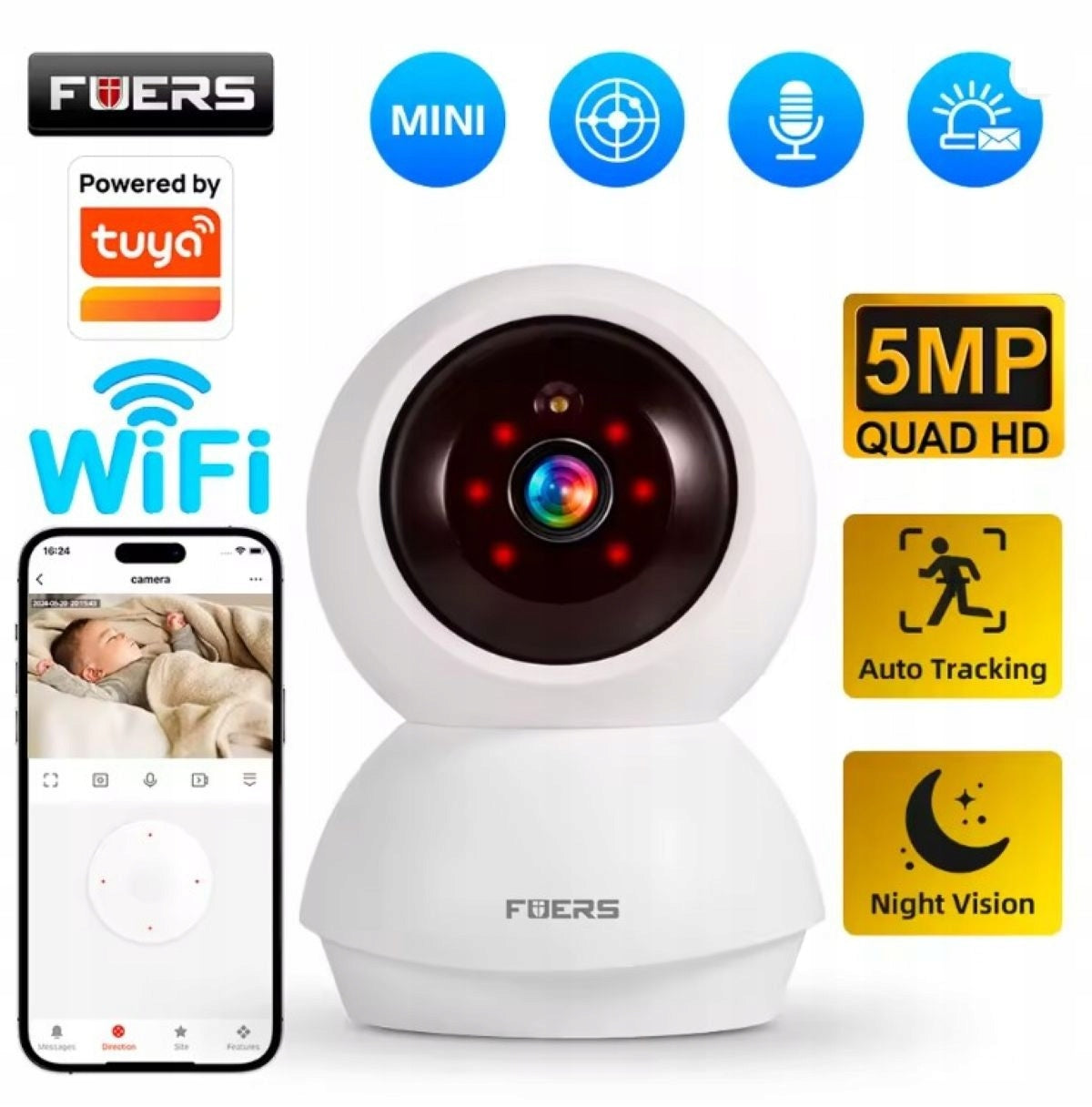 IP 5MP CAMERA COMPATIBLE WITH TUYA SMART LIFE WIFI - BABY MONITOR Manufacturer code ST-691-2M-IC