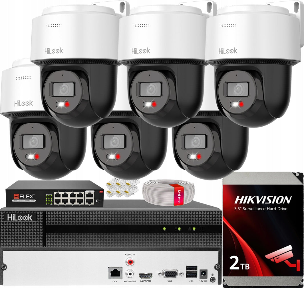 IP Monitoring HiLook by Hikvision 6 Rotary Cameras 6MPx External PoE