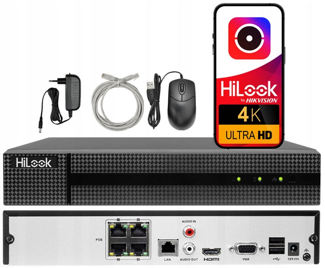 IP Recorder NVR-104MH-C/4P 4x PoE HiLook by Hikvision up to 8Mpx 4 Channels